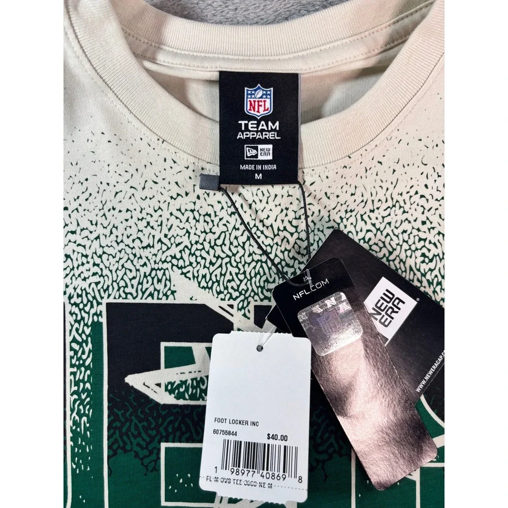 New Era NFL New York Jets Cream Green Gradient Graphic T-Shirt Mens Medium NWT